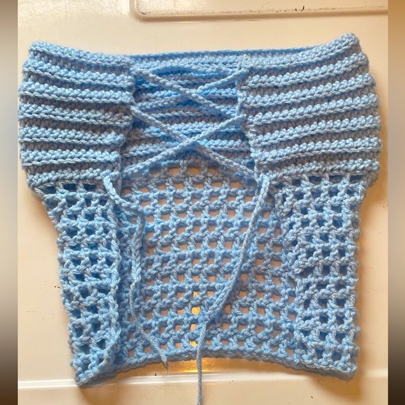 Light blue handmade crochet top. - Picture 1 of 4